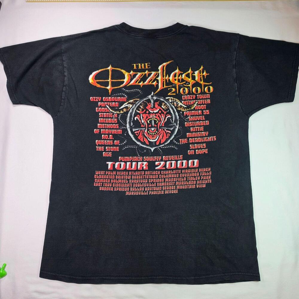 Vintage Ozzfest 2000 Ozzy Osbourne Tee XL Pantera Nu Metal Black Static-X Kittie